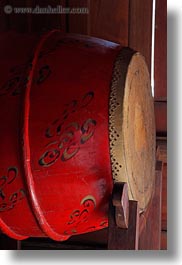 asia, confucian temple literature, drums, hanoi, vertical, vietnam, photograph