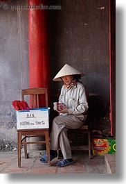 asia, confucian temple literature, hanoi, people, sitting, vertical, vietnam, womens, photograph