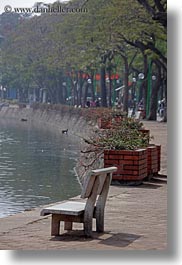 asia, benches, hanoi, lakes, vertical, vietnam, photograph