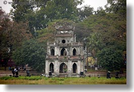 asia, buildings, hanoi, horizontal, islands, lakes, vietnam, photograph