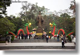asia, dragons, hanoi, horizontal, ly thai to, red, sculptures, vietnam, photograph