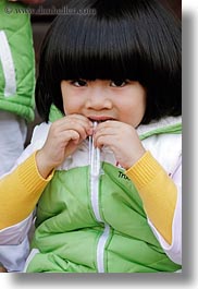 asia, childrens, girls, hanoi, people, straws, vertical, vietnam, photograph