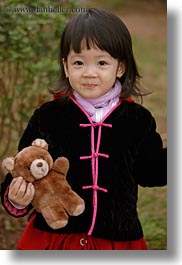 asia, bears, childrens, girls, hanoi, people, teddy, vertical, vietnam, photograph