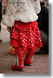 asia, boots, childrens, dresses, hanoi, people, red, vertical, vietnam, photograph