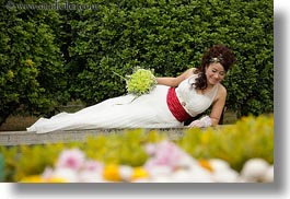 asia, brides, couples, flowers, hanoi, horizontal, people, reclining, vietnam, water, photograph