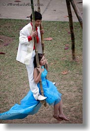 asia, couples, hanoi, people, swings, vertical, vietnam, wedding, photograph