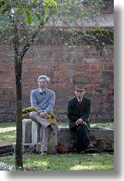 asia, hanoi, men, people, sitting, smoking, two, vertical, vietnam, photograph