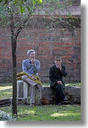 asia, hanoi, men, people, sitting, smoking, two, vertical, vietnam, photograph