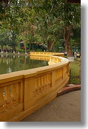 asia, curved, hanoi, pond, presidential palace, railing, vertical, vietnam, photograph