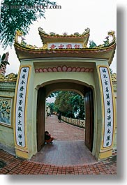 archways, asia, fisheye, hanoi, lens, tran quoc pagoda, vertical, vietnam, photograph