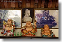 asia, buddhas, fat, hanoi, horizontal, sculptures, tran quoc pagoda, vietnam, photograph