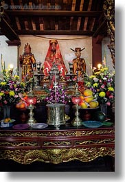 altar, asia, flowers, hanoi, tran quoc pagoda, vertical, vietnam, photograph