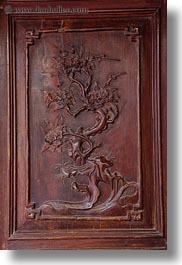 asia, carved, doors, hanoi, tran quoc pagoda, vertical, vietnam, woods, photograph