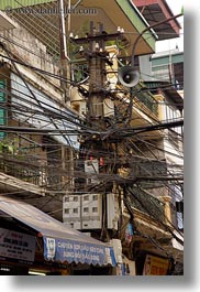 asia, buildings, hanoi, tangled, telephones, vertical, vietnam, wires, photograph