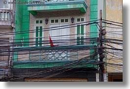 asia, buildings, hanoi, horizontal, tangled, telephones, vietnam, wires, photograph
