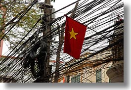 asia, flags, hanoi, horizontal, telephones, vietnam, wires, photograph