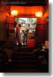 asia, buildings, cooks, hoi an, inside, nite, restaurants, vertical, vietnam, photograph