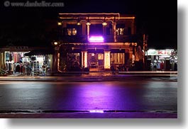 asia, buildings, glowing, hoi an, horizontal, lights, long exposure, neon, purple, vietnam, photograph