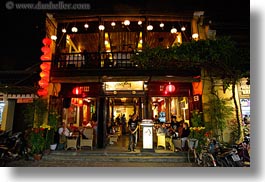 asia, buildings, hoi an, horizontal, nite, restaurants, vietnam, photograph