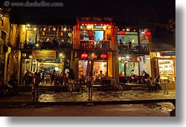 asia, buildings, hoi an, horizontal, nite, restaurants, vietnam, photograph