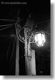 asia, black and white, glow, hoi an, lanterns, lights, streets, vertical, vietnam, photograph