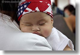 american, asia, babies, bandana, childrens, flags, hoi an, horizontal, people, vietnam, photograph