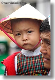 asia, boys, childrens, conical, hats, hoi an, people, toddlers, vertical, vietnam, photograph