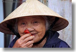 asia, hoi an, horizontal, old, people, smiling, vietnam, womens, photograph