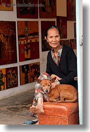 arts, asia, dogs, gallery, hoi an, old, people, vertical, vietnam, womens, photograph