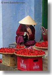 asia, hoi an, people, peppers, red, selling, vertical, vietnam, womens, photograph