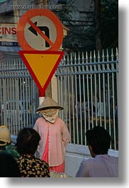 asia, hoi an, people, scarves, signs, triangle, under, vertical, vietnam, womens, photograph