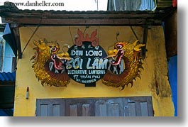 asia, decorative, hoi an, horizontal, lanterns, shops, signs, vietnam, photograph