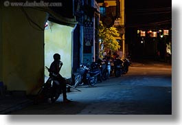 asia, hoi an, horizontal, motorcycles, nite, slow exposure, streets, towns, vietnam, photograph