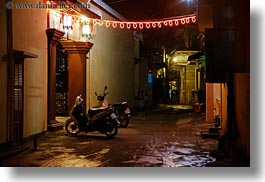 asia, hoi an, horizontal, motorcycles, nite, slow exposure, streets, towns, vietnam, photograph