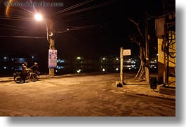 asia, hoi an, horizontal, motorcycles, nite, slow exposure, streets, towns, vietnam, photograph