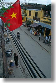 asia, flags, hoi an, streets, vertical, vietnam, vietnamese, photograph