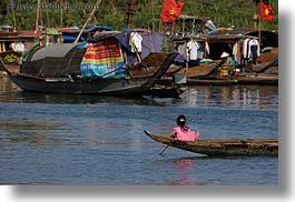 asia, boats, girls, horizontal, hue, paddling, pink, vietnam, photograph