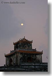 asia, citadel, full, hue, moon, over, pagoda, vertical, vietnam, photograph