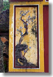 asia, bas reliefs, citadel, hue, trees, vertical, vietnam, photograph