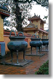 arts, asia, hue, irons, khai dinh, large, urns, vertical, vietnam, photograph