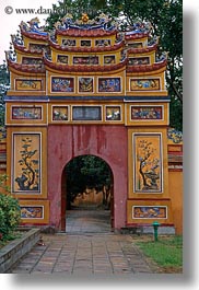 asia, buildings, colorful, gates, hue, khai dinh, ornate, vertical, vietnam, photograph