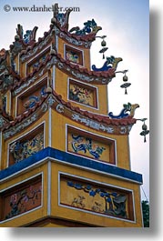 asia, buildings, colorful, hue, khai dinh, mosaics, ornate, tiles, vertical, vietnam, photograph