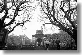 asia, black and white, buildings, horizontal, hue, khai dinh, structures, temples, vietnam, photograph