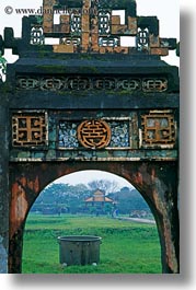 archways, asia, fields, gates, hue, khai dinh, landscapes, vertical, vietnam, photograph
