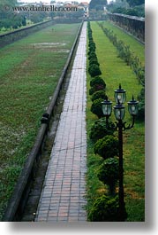 asia, bridge, hue, khai dinh, lamp posts, landscapes, narrow, vertical, vietnam, walkway, photograph