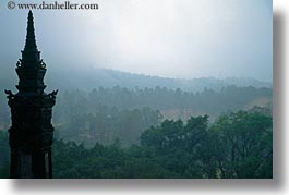 asia, foggy, horizontal, hue, khai dinh, landscapes, towers, vietnam, photograph