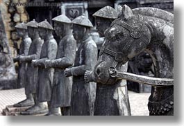 asia, horizontal, horses, hue, khai dinh, soldiers, statues, tu duc tomb, vietnam, photograph