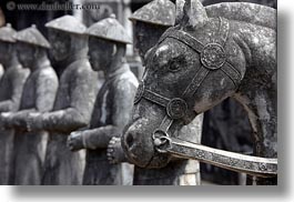 asia, horizontal, horses, hue, khai dinh, soldiers, statues, tu duc tomb, vietnam, photograph