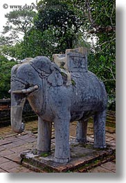 asia, elephants, hue, khai dinh, statues, stones, tu duc tomb, vertical, vietnam, photograph