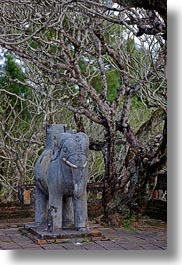 asia, elephants, hue, khai dinh, statues, stones, tu duc tomb, vertical, vietnam, photograph